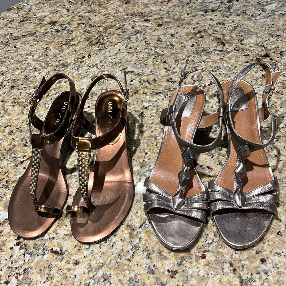 Espadrilles - Women’s Wedge 2 pair Bronze pair and Gold Metallic pair